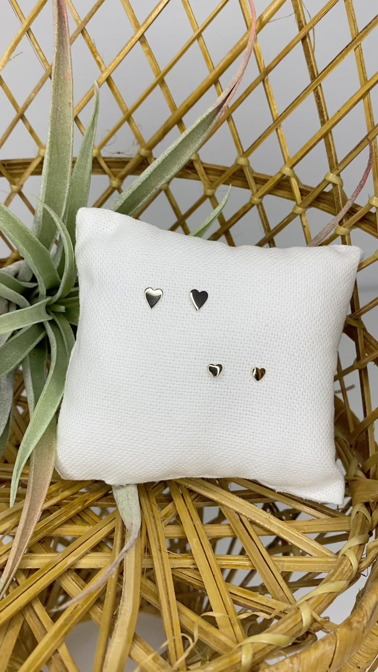 14K Solid Gold Heart Stud Earrings | Small or Tiny Heart Studs